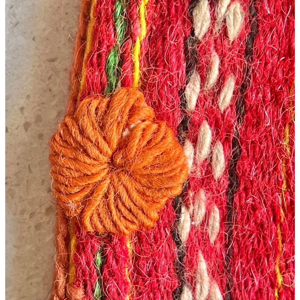 Bolivian Chuspa Cocoa Leaf Bag Backpack 11x14 Handwoven Wool Geometric & Striped - Picture 12 of 14
